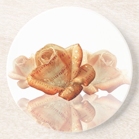 Koraal Roos bloesem met plattegrond Zandsteen Onderzetter (Voorkant)