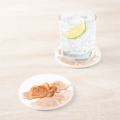 Koraal Roos bloesem met plattegrond Zandsteen Onderzetter (Zijkant)