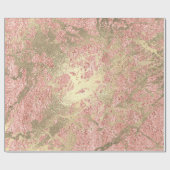 Koraal Roos Champaigne Gold Marble Metallic Stroke Cadeaupapier (Vlak)