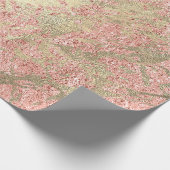 Koraal Roos Champaigne Gold Marble Metallic Stroke Cadeaupapier (Hoek)