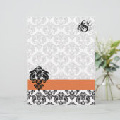 Koraal Roos Damask Monogram Letterhead (Staand voorkant)