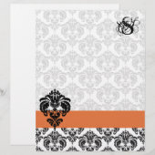 Koraal Roos Damask Monogram Letterhead (Voorkant / Achterkant)
