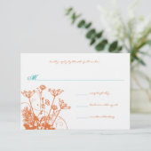 Koraal Roos en Turquoise Wildbloemen Bruiloft RSVP (Staand voorkant)