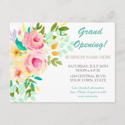 Koraal Roos Floral Event Business Promotion Briefkaart (Voorkant)