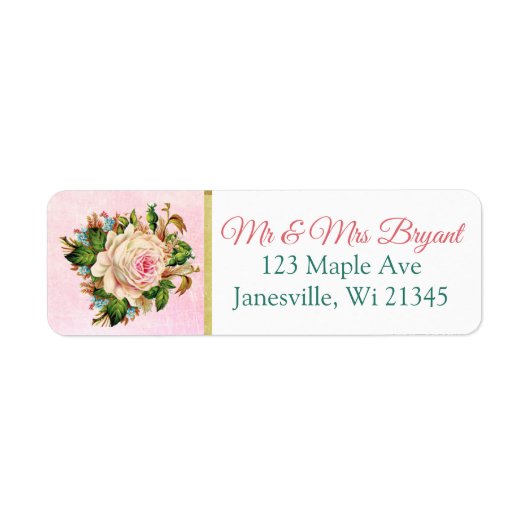 Koraal Roos Floral Return Address Label (Voorkant)