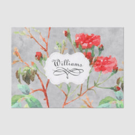  koraal Roos Floral Waterverf Monogram Tissuepapier