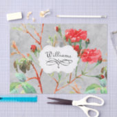  koraal Roos Floral Waterverf Monogram Tissuepapier (Craft)