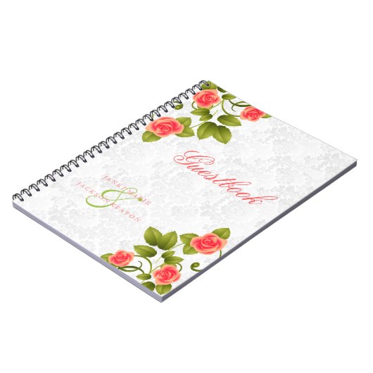 Koraal Roos Flowers - Guestbook Notitieboek (Linkerzijde)