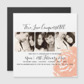 Koraal Roos Foto Collage Weddenschap Save the Date Magnetische Uitnodiging (Voorkant / Achterkant)