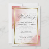 Koraal Roos Gold Abstracte gemarmerde Waterverf Kaart (Voorkant)