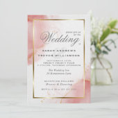 Koraal Roos Gold Abstracte gemarmerde Waterverf Kaart (Staand voorkant)