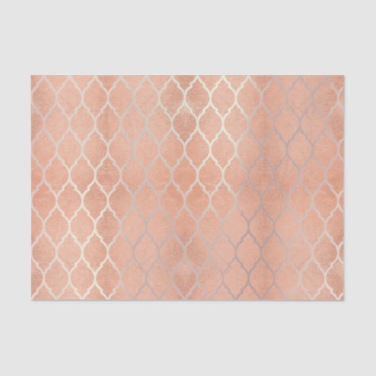 Koraal Roos Gold Metallic Blush Peach Quatrefoil Tissuepapier (Voorkant)