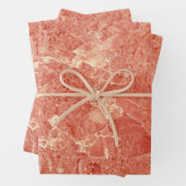 Koraal Roos Gold Red Marble Texture Inpakpapier Vel (In situ)
