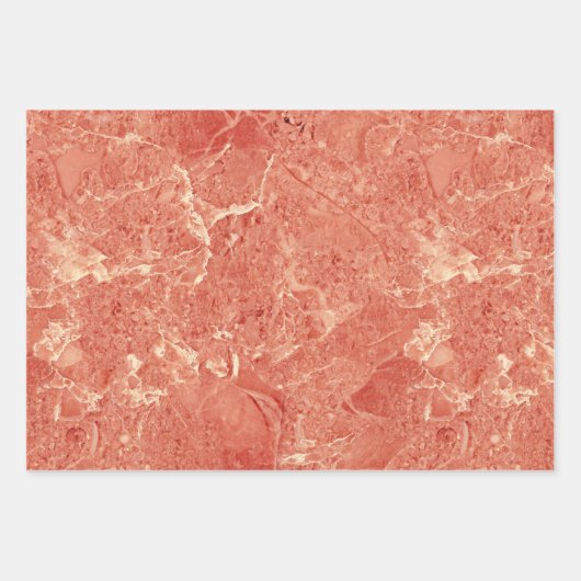 Koraal Roos Gold Red Marble Texture Inpakpapier Vel (Voorkant 2)