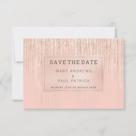 Koraal roos gouden gradiënt glitter Save The Date (Voorkant)