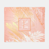 Koraal roos gouden tropische palmbladeren fleece deken (Voorkant (Horizontaal))