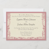 koraal Roos Ivory Cream Wedding Kaart (Voorkant)