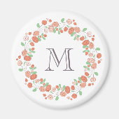 koraal roos met baarmoedermonogram magneet (Voorkant)