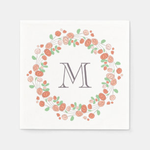 koraal roos met baarmoedermonogram servetten