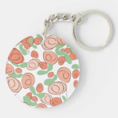 koraal roos met baarmoedermonogram sleutelhanger (Achterkant)