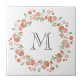koraal roos met baarmoedermonogram tegeltje (Voorkant)