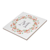 koraal roos met baarmoedermonogram tegeltje (Zijkant)