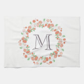 koraal roos met baarmoedermonogram theedoek (Horizontaal)