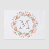 koraal roos met baarmoedermonogram tissuepapier (Voorkant)