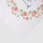 koraal roos met baarmoedermonogram tissuepapier (Detail)