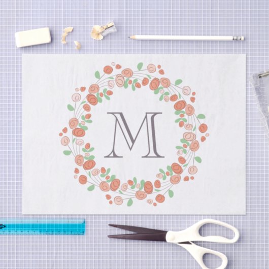 koraal roos met baarmoedermonogram tissuepapier (Craft)