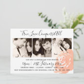 Koraal Roos Navy PHOTO COLLAGE Weddenschap Kaart (Staand voorkant)