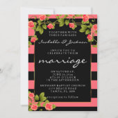 Koraal Roos op koraal- en zwarte strepen Kaart (Voorkant)