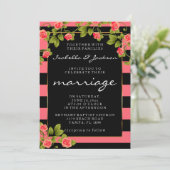 Koraal Roos op koraal- en zwarte strepen Kaart (Staand voorkant)