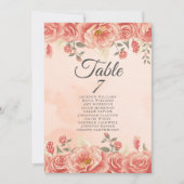koraal Roos Peach Wedding Seating Chart (Voorkant)