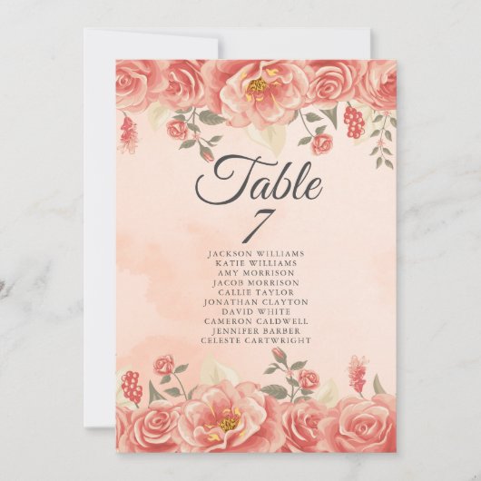 koraal Roos Peach Wedding Seating Chart (Voorkant)