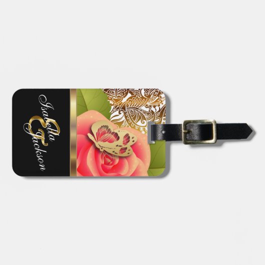 Koraal Roos | Personaliseren Bagagelabel (Voorkant horizontaal)