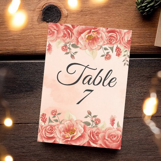 koraal Roos Perzik Waterverf Boho Wedding Kaart