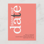 Koraal Roos Roze QR-codetekst Opslaan Datum Briefkaart (Voorkant)