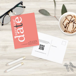 Koraal Roos Roze QR-codetekst Opslaan Datum Briefkaart