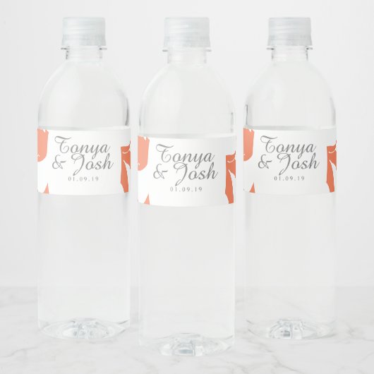 Koraal Roos Silo Pattern Waterfles Etiket (Flessen)