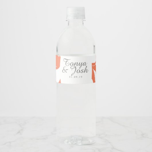 Koraal Roos Silo Pattern Waterfles Etiket (Voorkant)