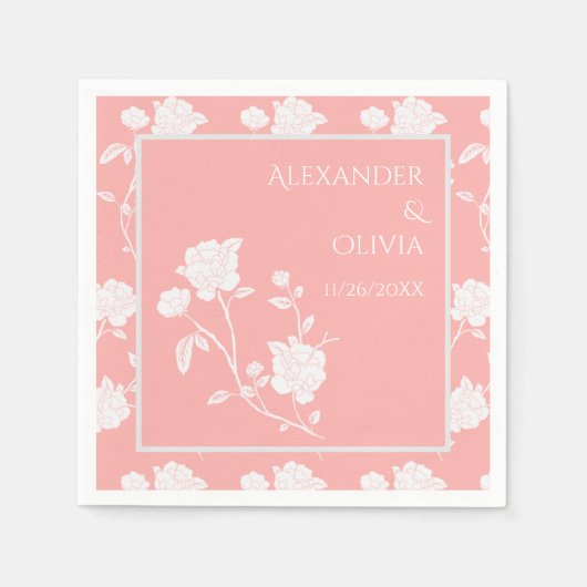 Koraal Roos Vrijgezellenfeest Napkins Servet (Voorkant)