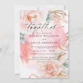 Koraal Roos Waterverf Bouquet Kaart (Voorkant)