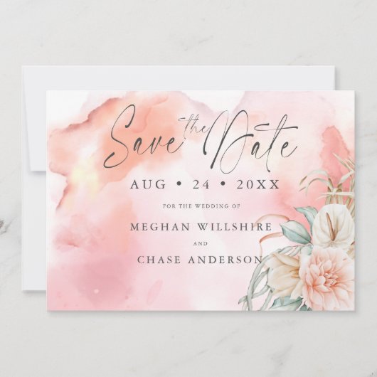 Koraal Roos Waterverf Floral (Voorkant)