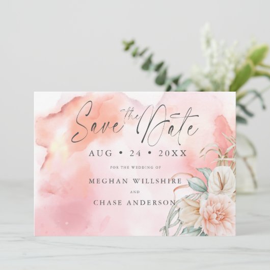 Koraal Roos Waterverf Floral (Staand voorkant)