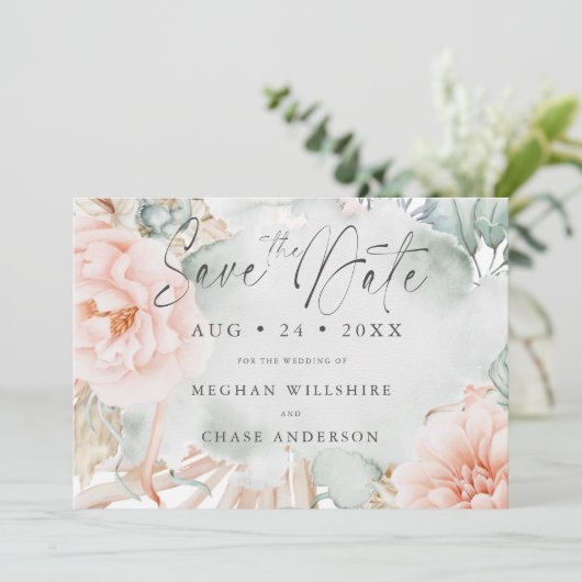 Koraal Roos Waterverf Floral (Staand voorkant)