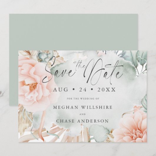 Koraal Roos Waterverf Floral (Voorkant / Achterkant)