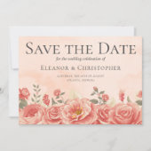  koraal Roos Waterverf Peach Summer Floral Save The Date (Voorkant)