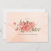  koraal Roos Waterverf Peach Summer Floral Save The Date (Achterkant)