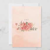  koraal Roos Waterverf Perzik Boho Wedding Kaart (Achterkant)